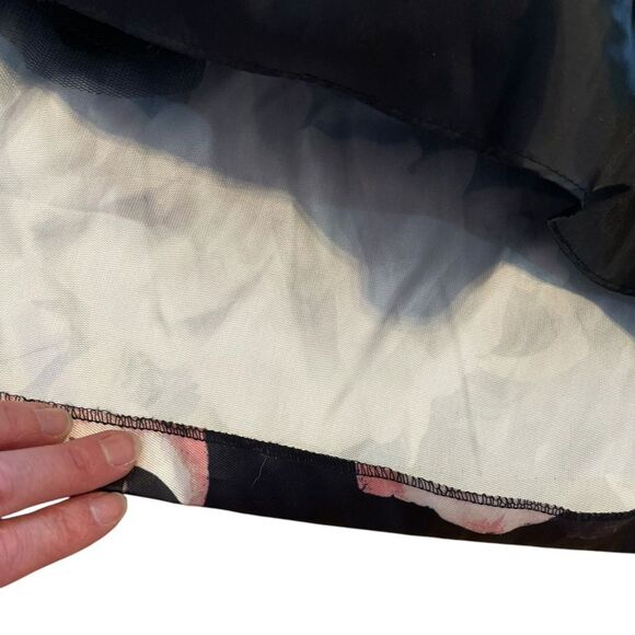 Xscape Off Shoulder Gown Black Pink Illusion Floral Print A Line Womens Size 22 - Picture 12 of 12